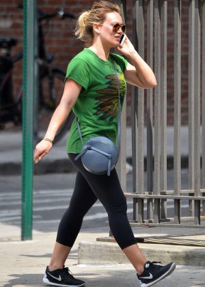 Hilary Duff in Leggings out in New York