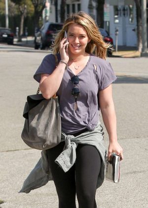 Hilary Duff in Leggings out in Los Angeles