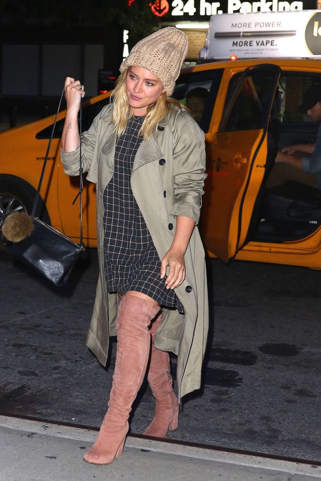 Hilary Duff in Long Coat out in Tribeca