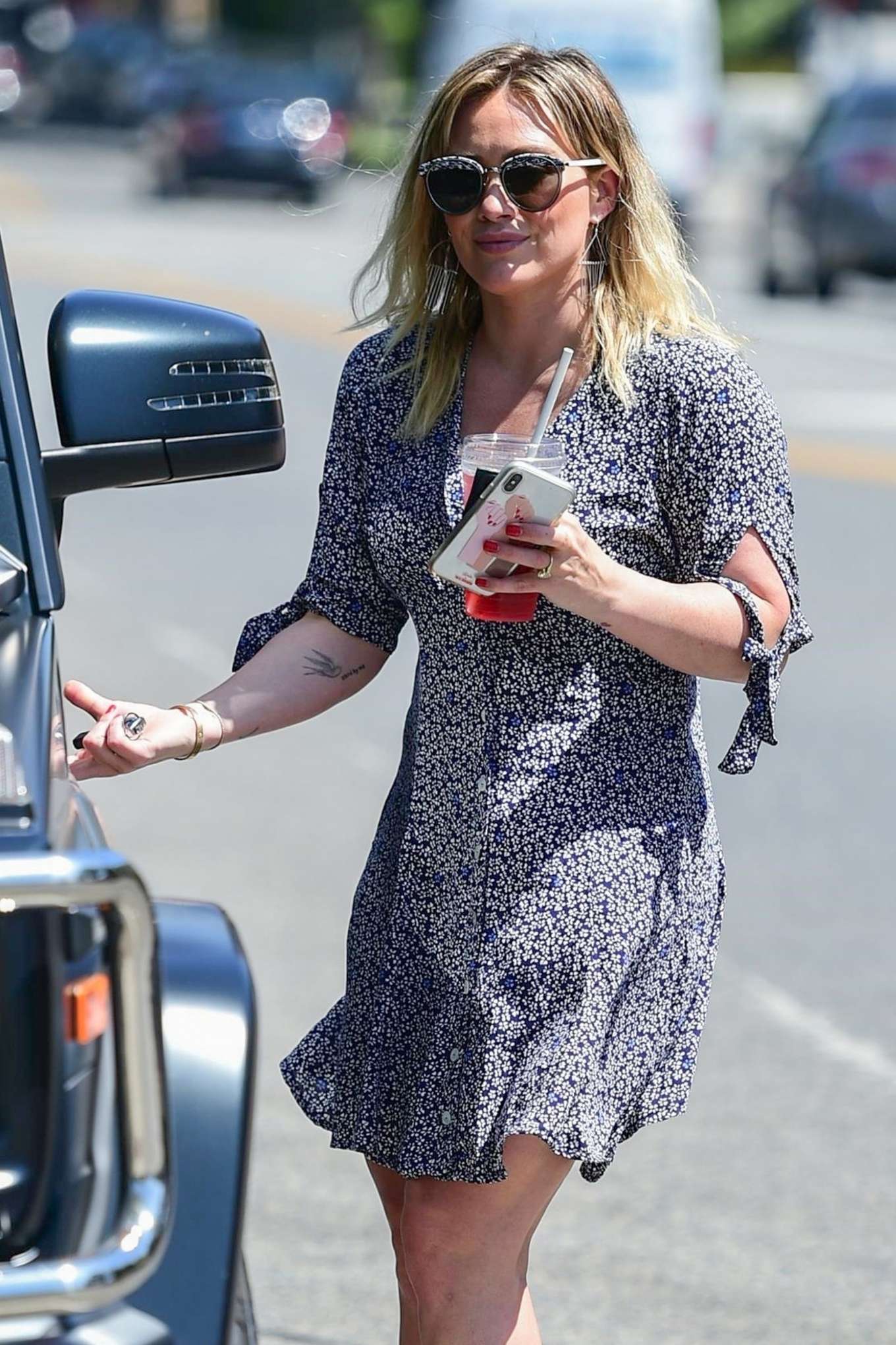 Hilary Duff in Mini Dress - Shopping in Studio City