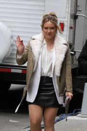 Hilary Duff in Mini Skirt - On the set of 'Younger' in NYC