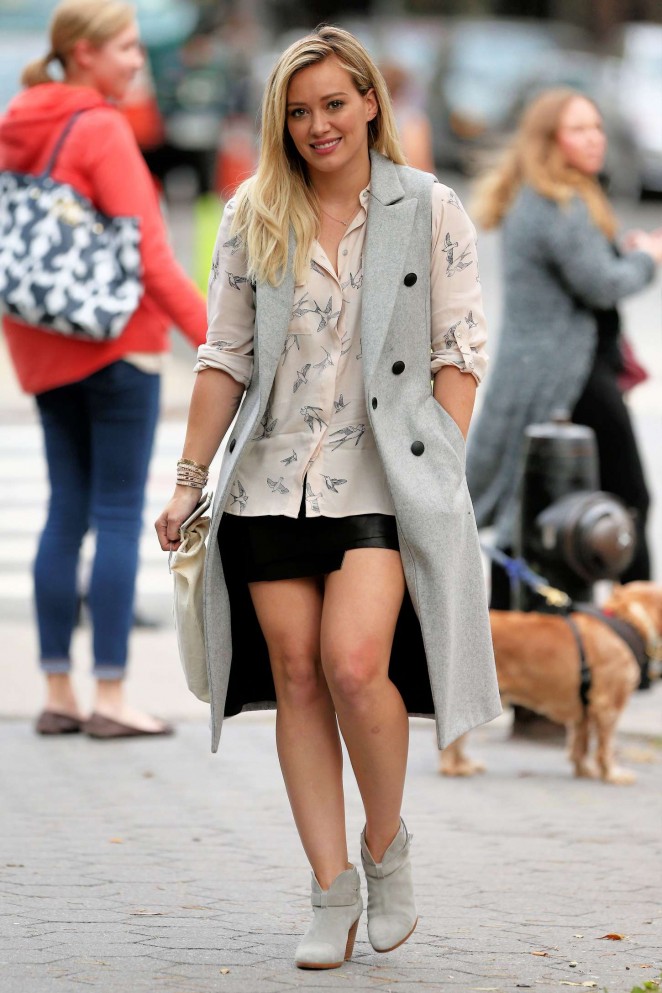 Hilary Duff in Mini Skirt on 'Younger' set in NY