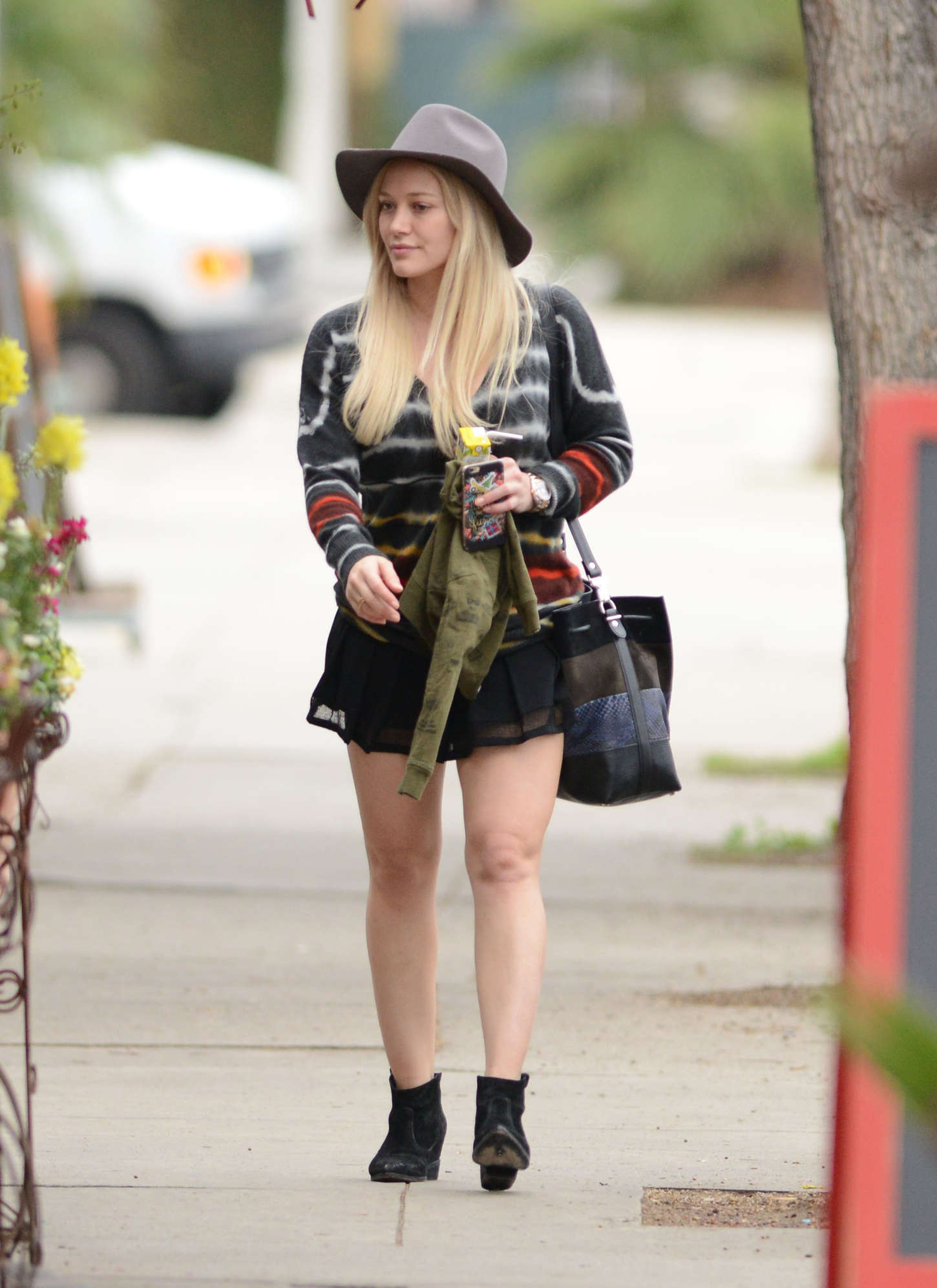 Hilary Duff in Mini Skirt Out with her son in LA