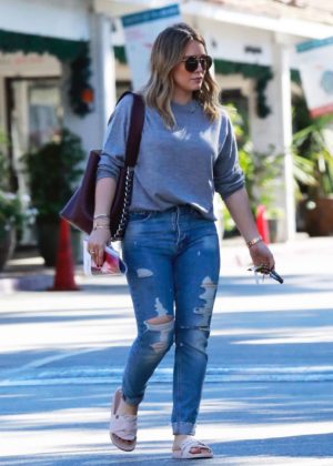 Hilary Duff in Ripped Jeans Out in Beverly Hills