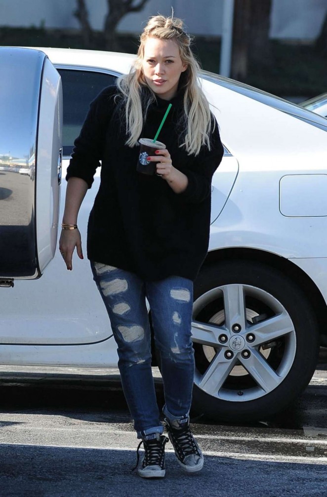 Hilary Duff in Ripped Jeans with her son Out in Studio City