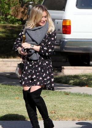 Hilary Duff in Short Dress Out in Los Angeles