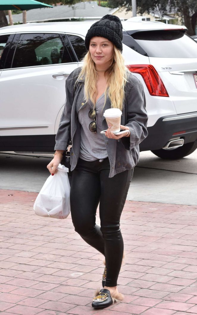 Hilary Duff in Tight Leather Out in Studio City