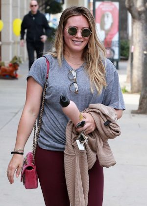 Hilary Duff in Tights Hits at the gym in LA