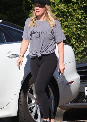 Hilary Duff in Tights on Her Way to The Gym in Beverly Hills