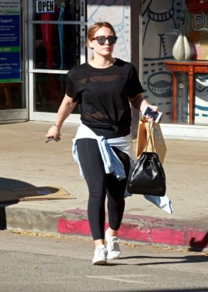 Hilary Duff in Tights - Out Shopping in Studio City