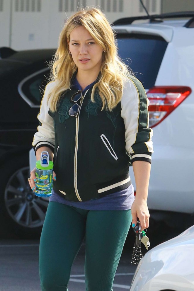 Hilary Duff in Tights Shopping at Bristol Farms in LA