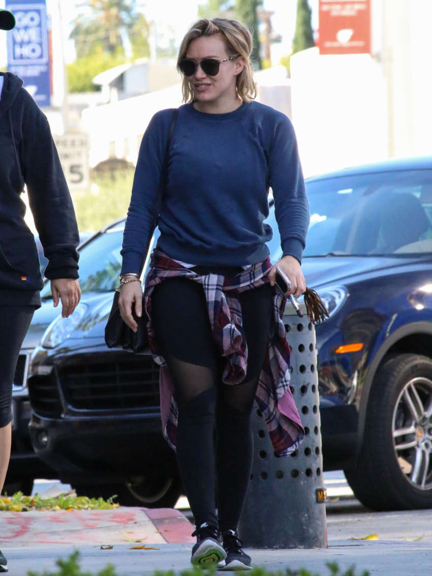 Hilary Duff in Tights Shopping in Beverly Hills