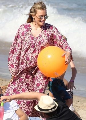 Hilary Duff - On the beach for the 4th of July in Malibu