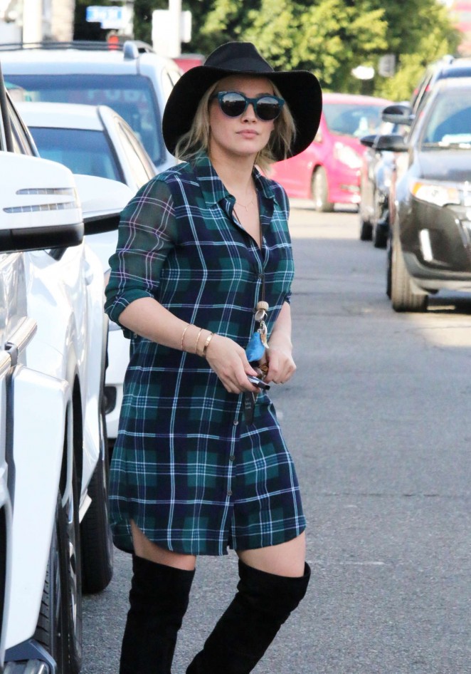 Hilary Duff in Mini Dress Out in Beverly Hills