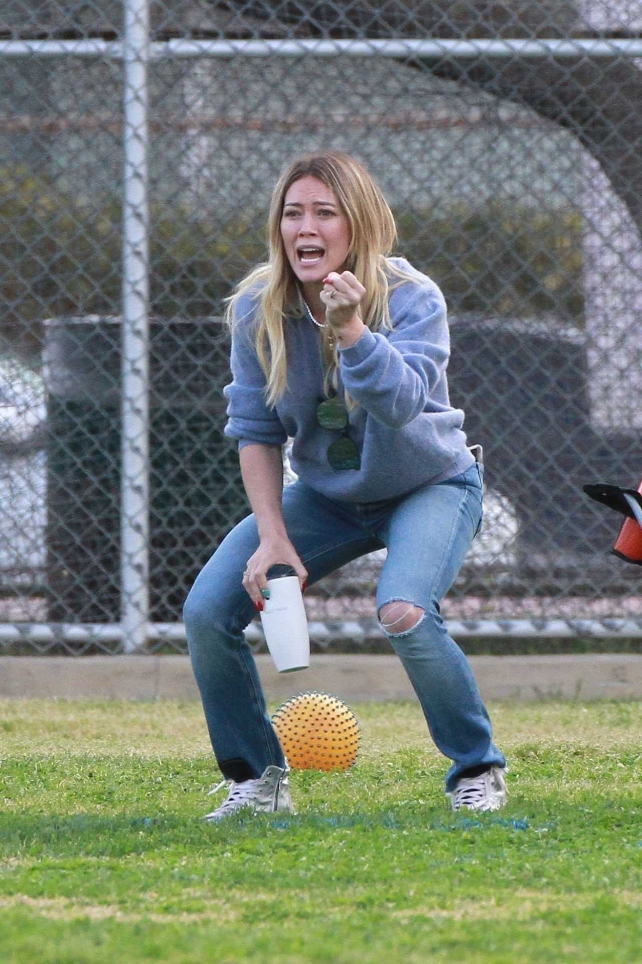 Hilary Duff - Seen at her son's football game in LA