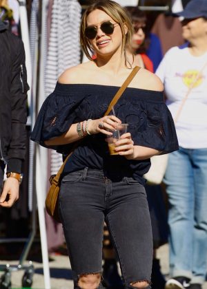 Hilary Duff - Shopping at the Melrose Flea Market in Los Angeles