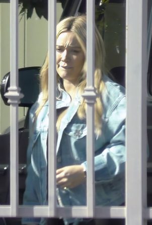 Hilary Duff - Shows off her huge baby bump while attending a friend's birthday party in LA