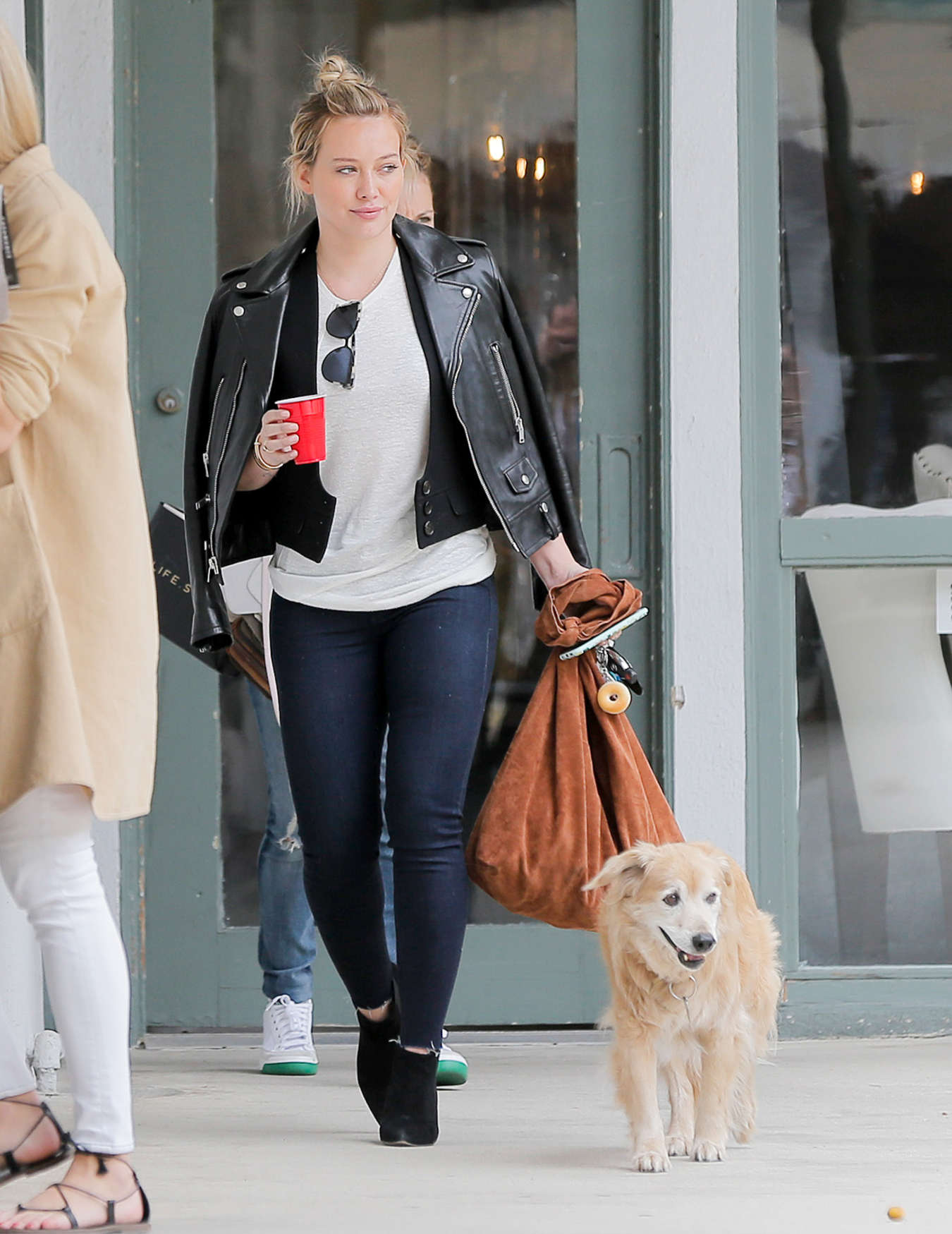 Hilary Duff walk her dog in Brentwood