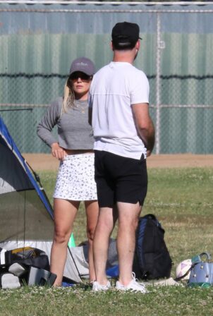 Hilary Duff - With ex husband Mike Comrie on the soccer pitch in Los Angeles