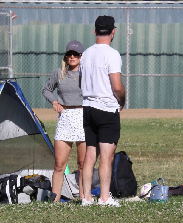 Hilary Duff - With ex husband Mike Comrie on the soccer pitch in Los Angeles