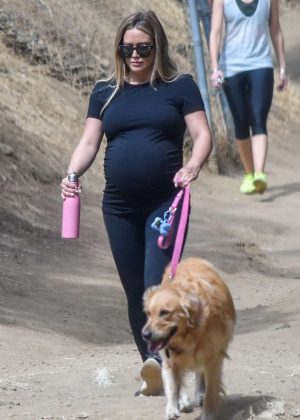 Hilary Duff with her dog out for a hike in Los Angeles