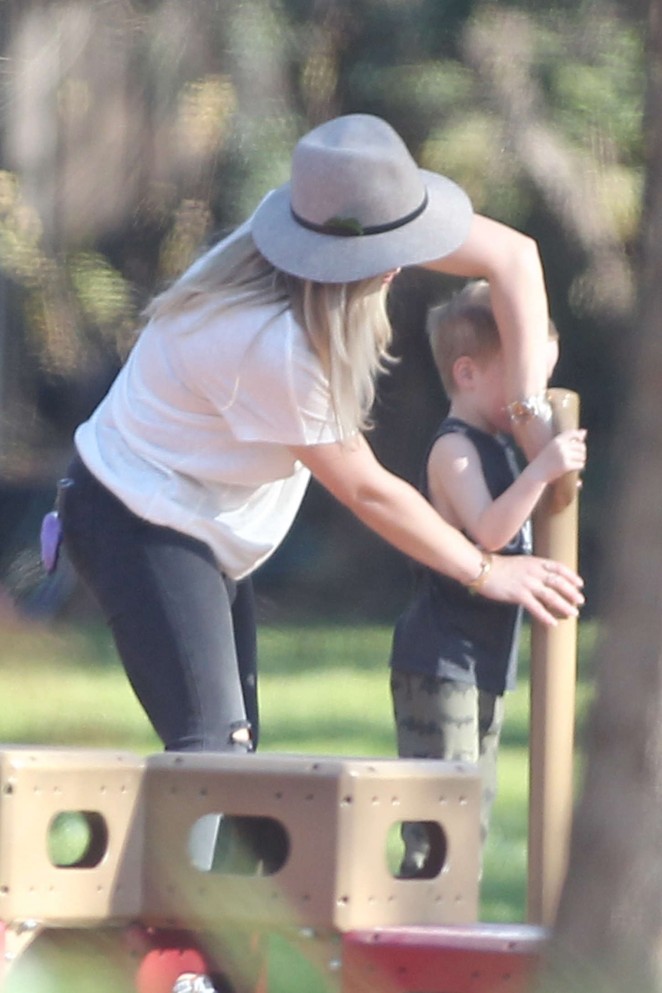 Hilary Duff - With her son at the park in LA