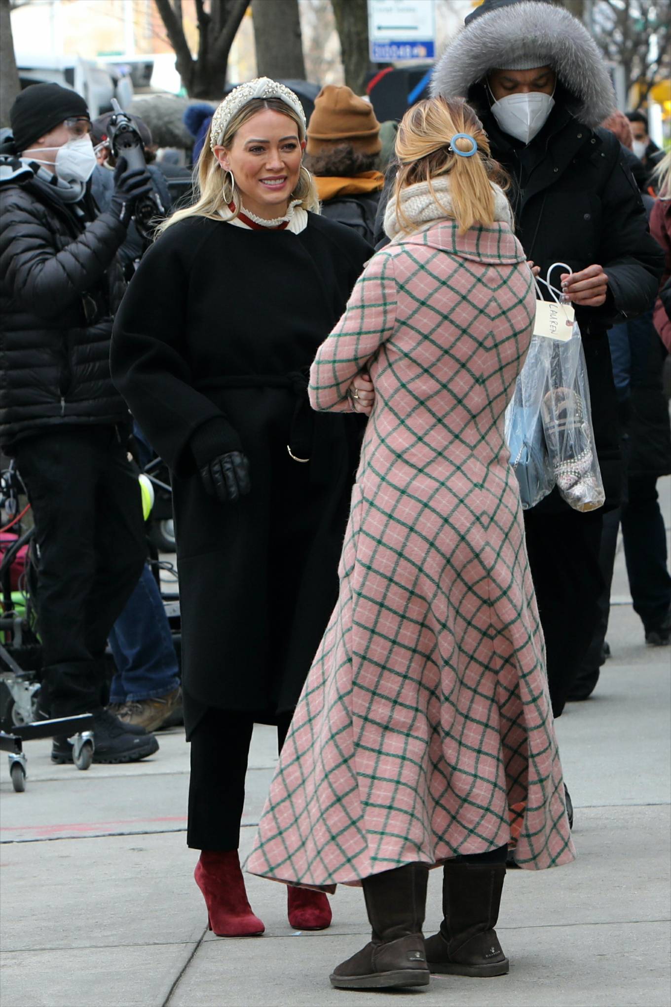 Hilary Duff - With Molly Bernard filming 'Younger' in Downtown