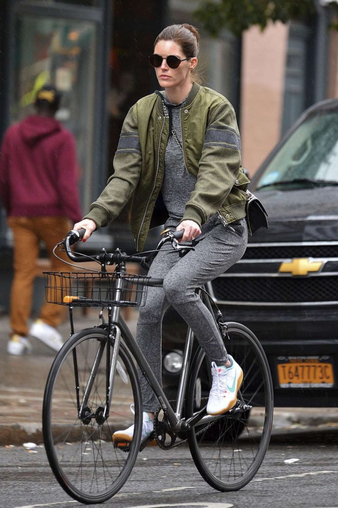 Hilary Rhoda Riding Bike in New York