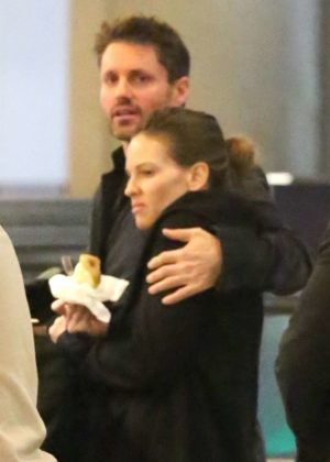 Hilary Swank and Philip Schneider at LAX Airport in Los Angeles