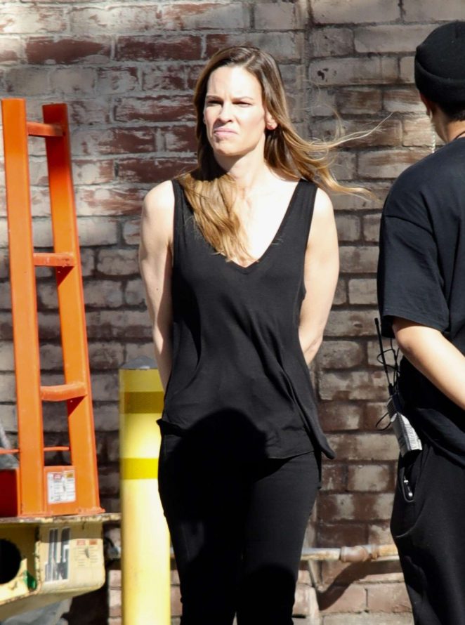 Hilary Swank - On the set of film project in Los Angeles