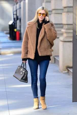 Hilton Rothschild - Out in a brown teddy coat in New York