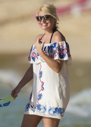 Holly Willoughby on the beach in Barbados