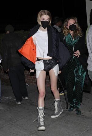 Hunter Schafer - Wears short shorts while leaving Delilah after partying in West Hollywood