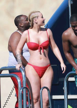 Iggy Azalea in Red Bikini on a yacht in Cabo San Lucas