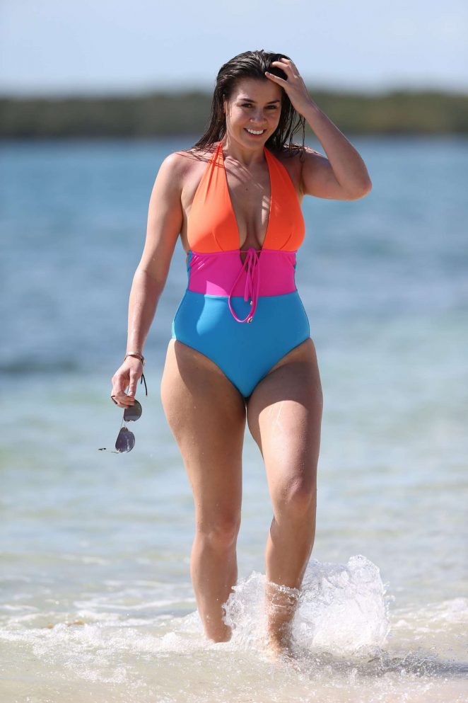 Imogen Thomas in Swimsuit on Miami Beach