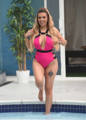 Imogen Townley in Pink Swimsuit in Liverpool