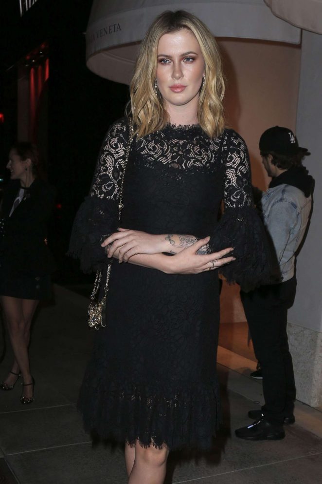 Ireland Baldwin in a black dress out in Beverly Hills