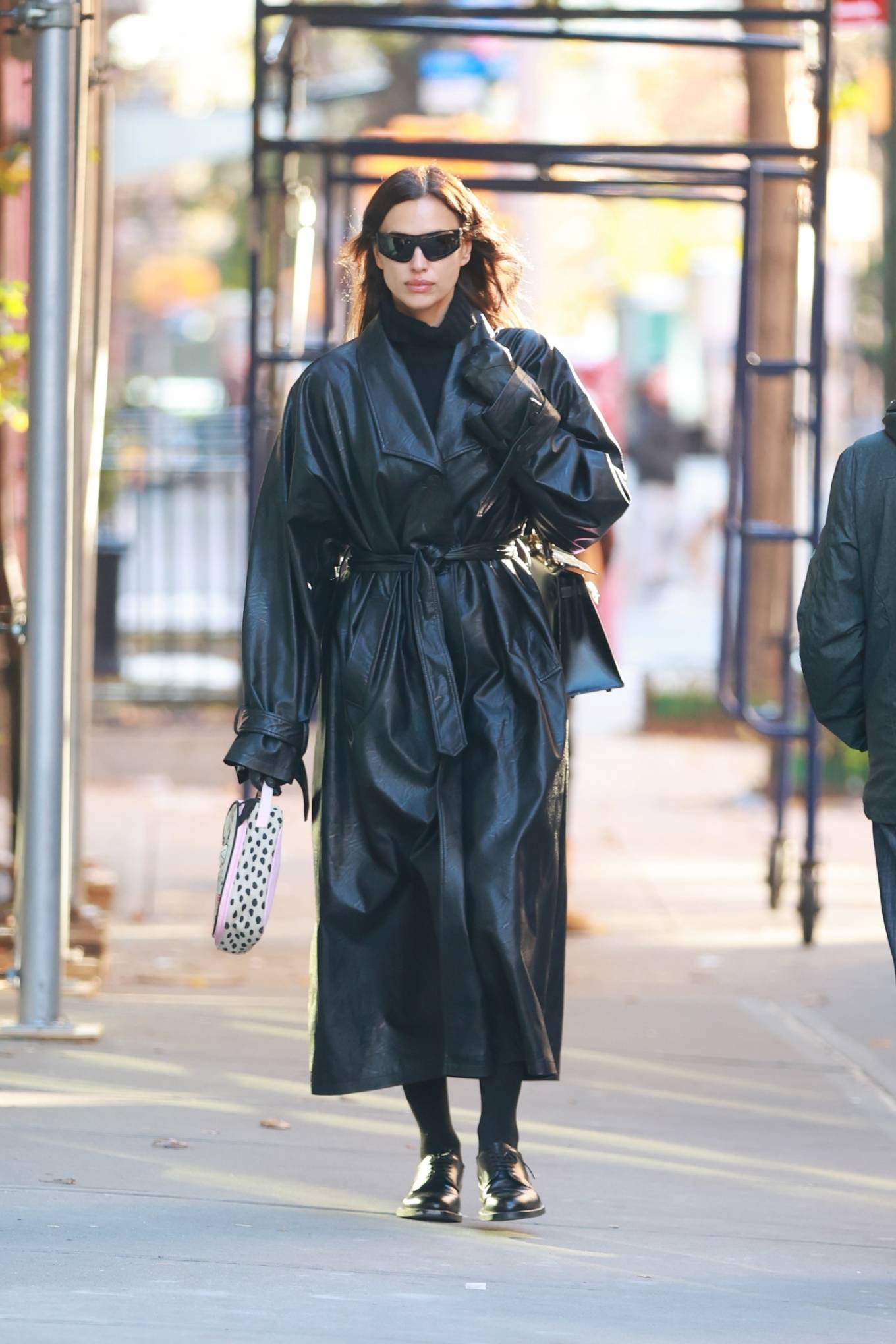 Irina Shayk 2022 : Irina Shayk – In a black leather coat running errands in New York-11