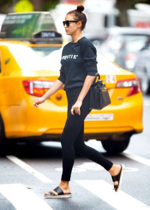 Irina Shayk in Black Jeans out in New York City