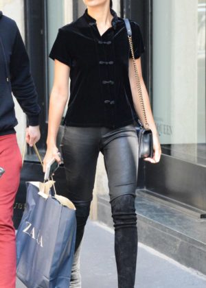 Irina Shayk - In Leather out shopping in Milan - Italy
