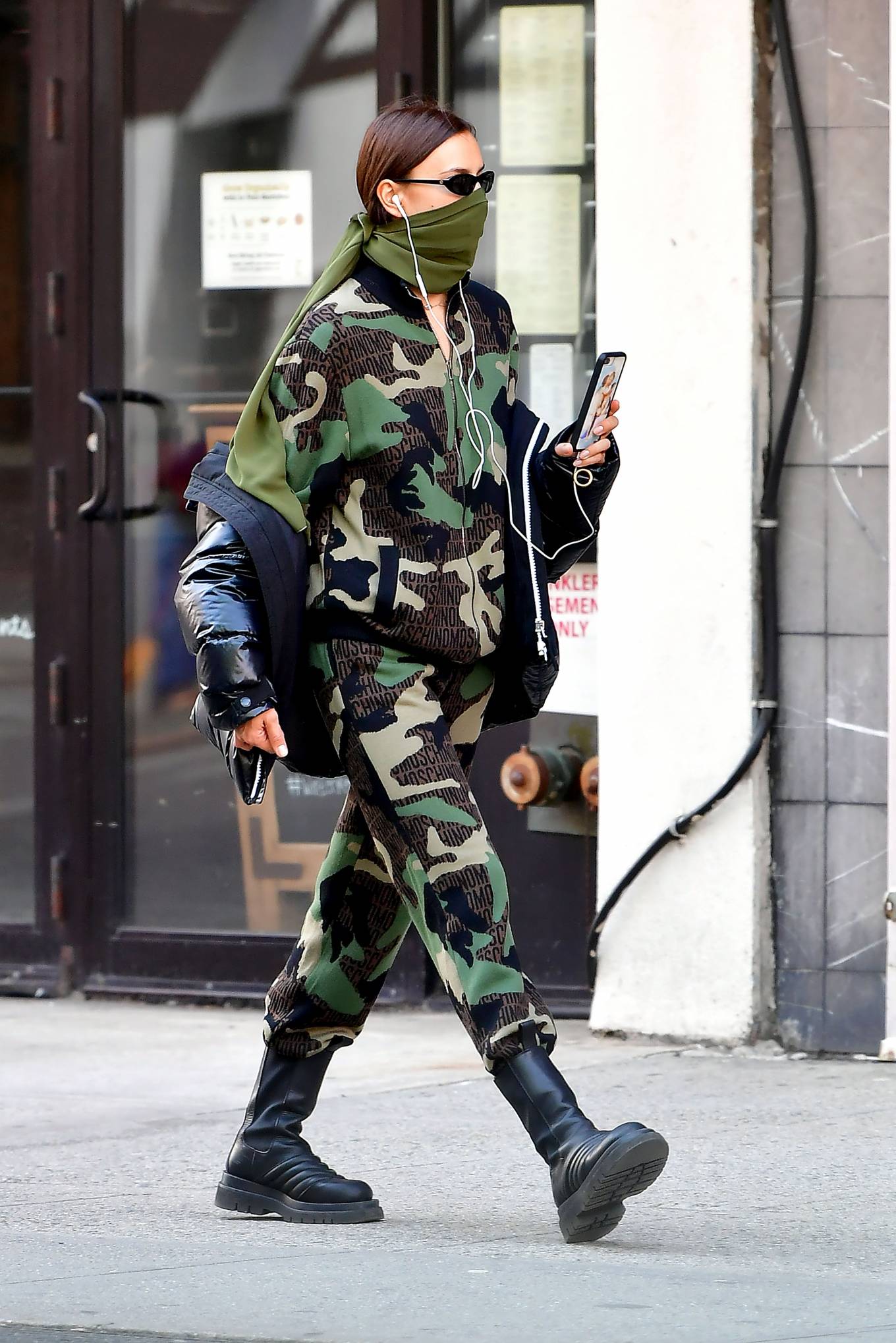 Irina Shayk â€“ In Military Look during lockdown in New York City