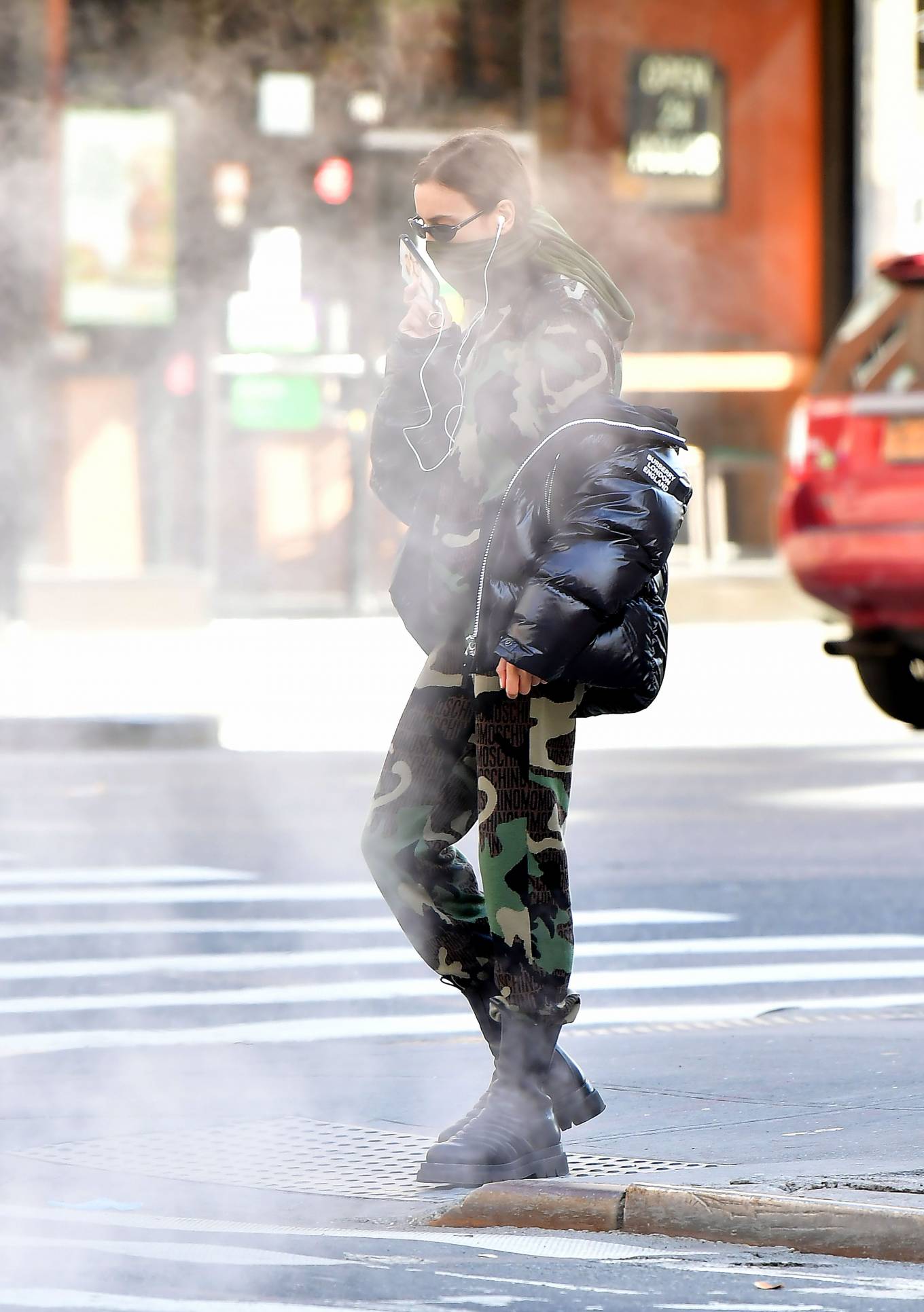 Irina Shayk â€“ In Military Look during lockdown in New York City