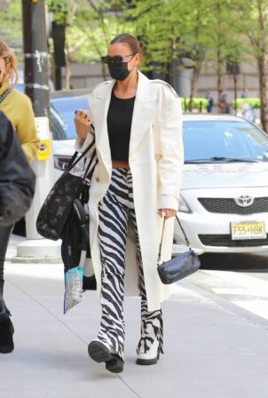 Irina Shayk - In zebra-print pants in New York