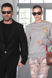 Irina Shayk with a mystery man while out during Milan Fashion Week