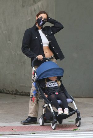 Irina Shayk with her daughter seen around her neighborhood in New York