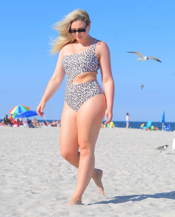 Iskra Lawrence in Animal Print Swimsuit at the beach in New Jersey
