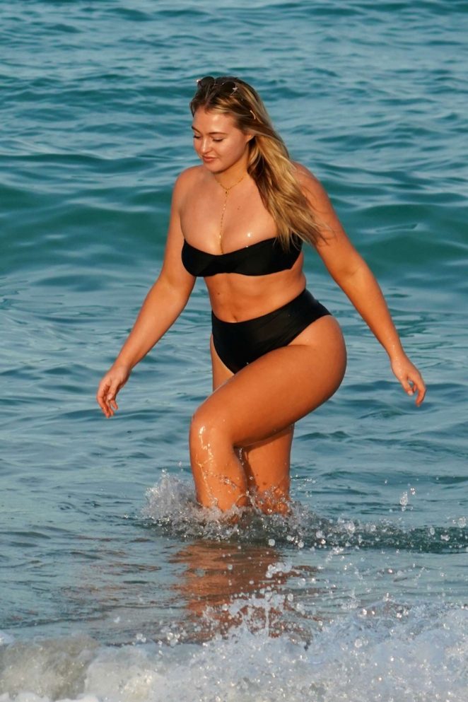 Iskra Lawrence in Black Bikini at the beach in Miami