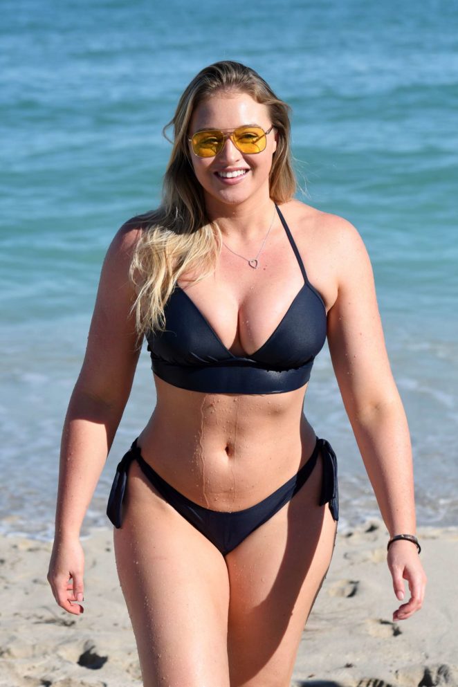 Iskra Lawrence in Black Bikini on the beach in Miami