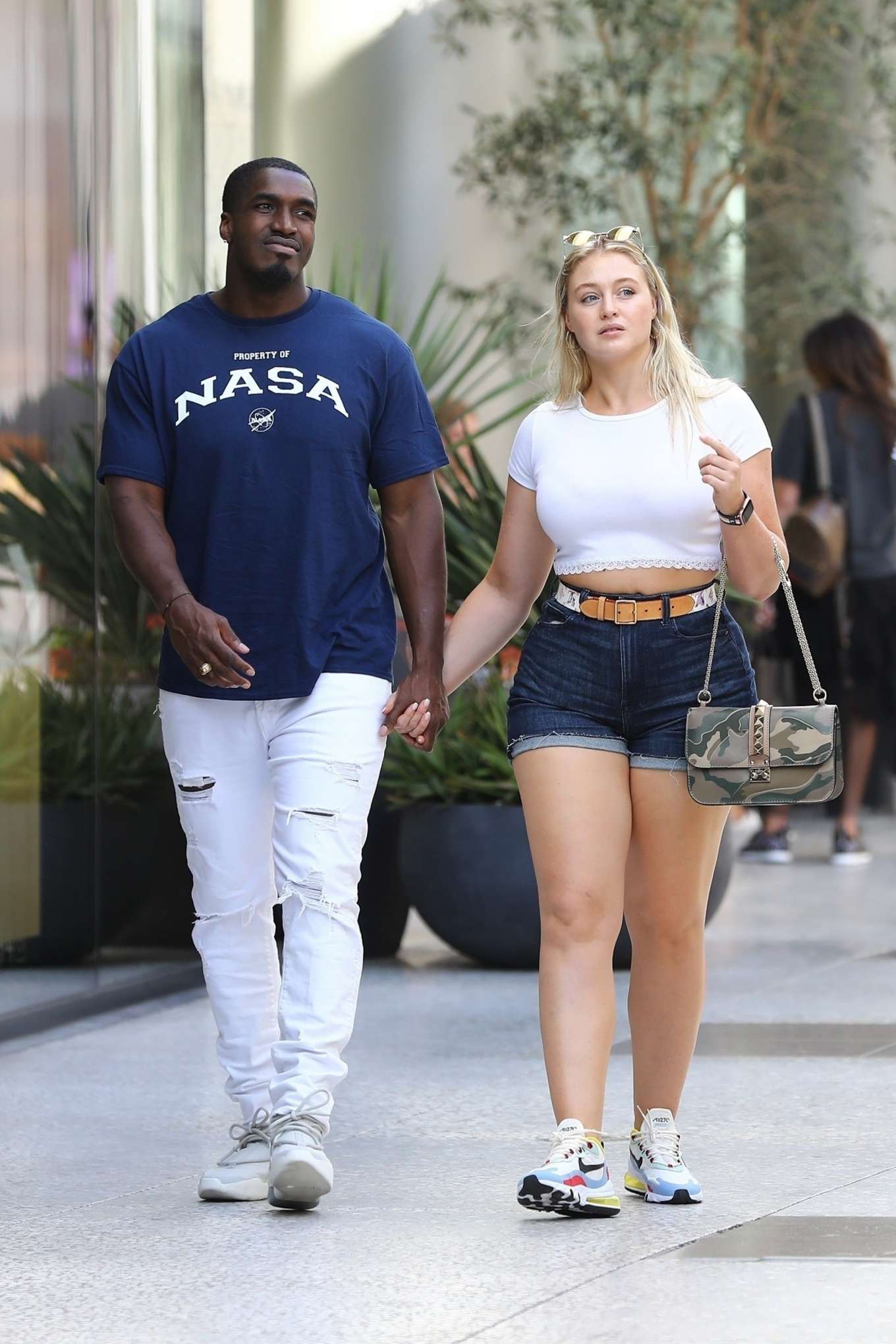 Iskra Lawrence in Denim Shorts â€“ Shopping in Century City
