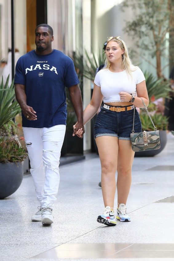 Iskra Lawrence in Denim Shorts – Shopping in Century City | GotCeleb
